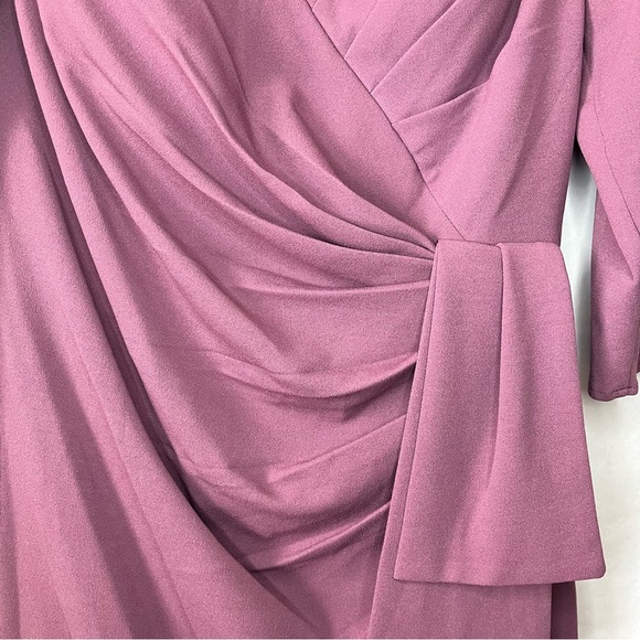 Oleg Cassini Women Size 14 Knee Length Crepe Dress with Cascade Chianti Wedding - Picture 5 of 11